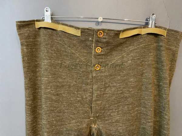 VINTAGE Military issue Long Johns w/ Brace Tapes. button front and adjustable. Olive Green - Image 3