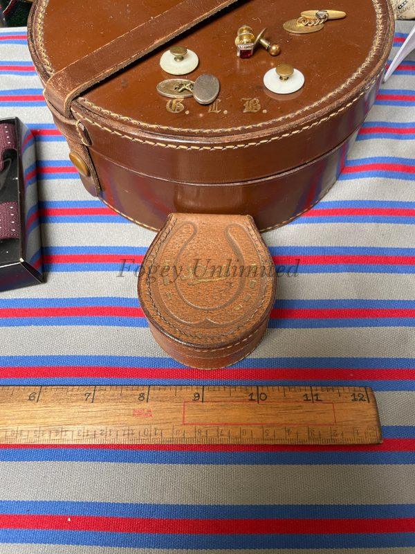 A Vintage Leather Collar Stud Box. Storage For Your Collar Studs. Various Styles Available - Image 3