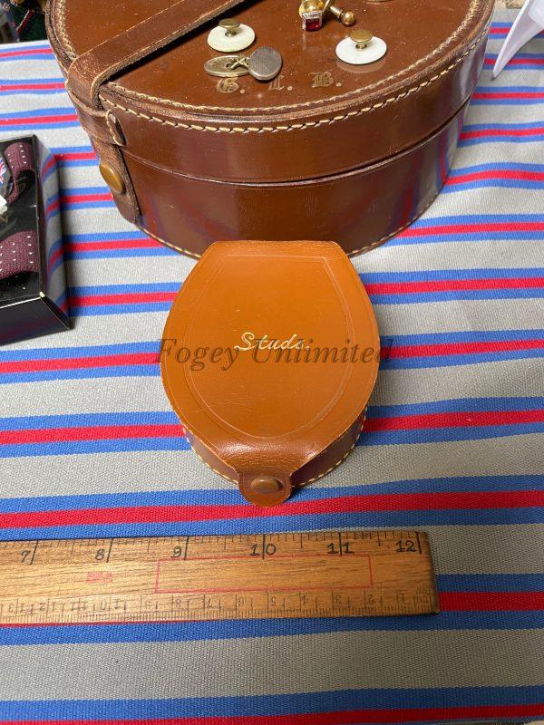A Vintage Leather Collar Stud Box. Storage For Your Collar Studs. Various Styles Available - Image 2