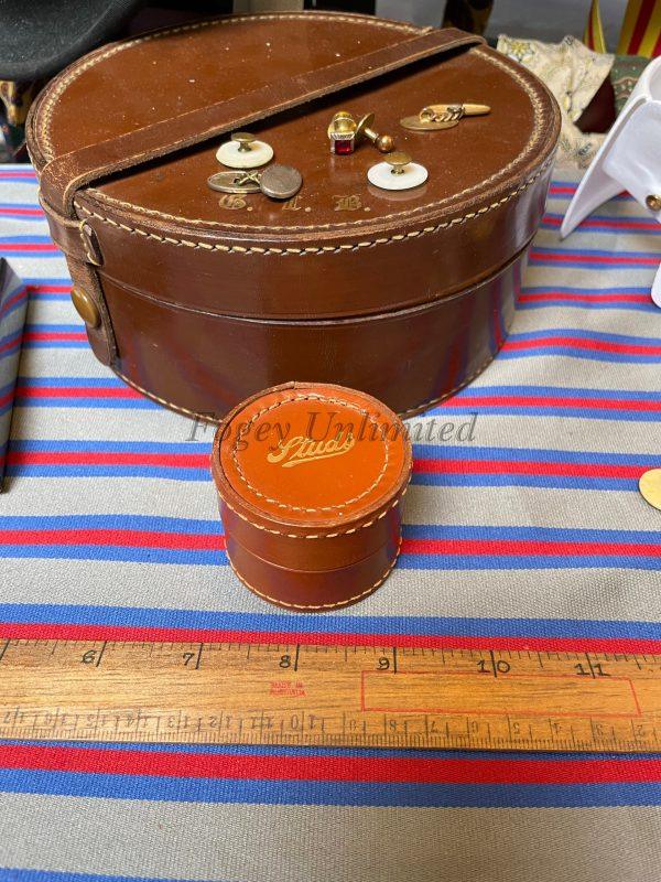 A Vintage Leather Collar Stud Box. Storage For Your Collar Studs. Various Styles Available - Image 4