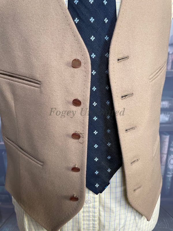 Vintage Dunn & Co Fawn Coloured Wool Doeskin Waistcoat/vest 38"/197cm Chest (ref:dunnhk) - Image 2