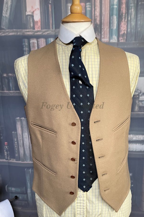 Vintage Dunn & Co Fawn Coloured Wool Doeskin Waistcoat/vest 38"/197cm Chest (ref:dunnhk)