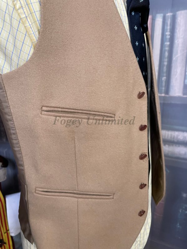 Vintage Dunn & Co Fawn Coloured Wool Doeskin Waistcoat/vest 38"/197cm Chest (ref:dunnhk) - Image 3
