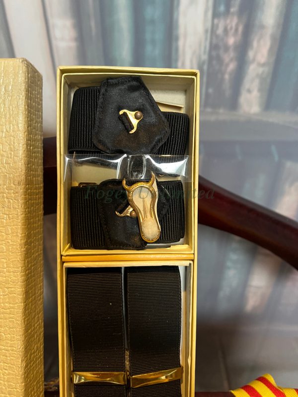 Vintage Gentlemans Boston Accessory Set. Braces And Matching Sock Suspenders. Ultra Rare Black Set