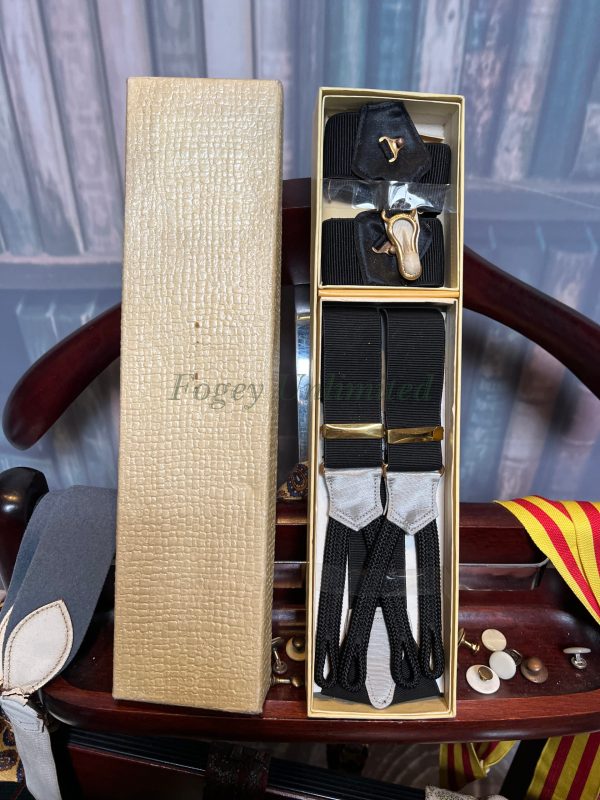 Vintage Gentlemans Boston Accessory Set. Braces And Matching Sock Suspenders. Ultra Rare Black Set - Image 3