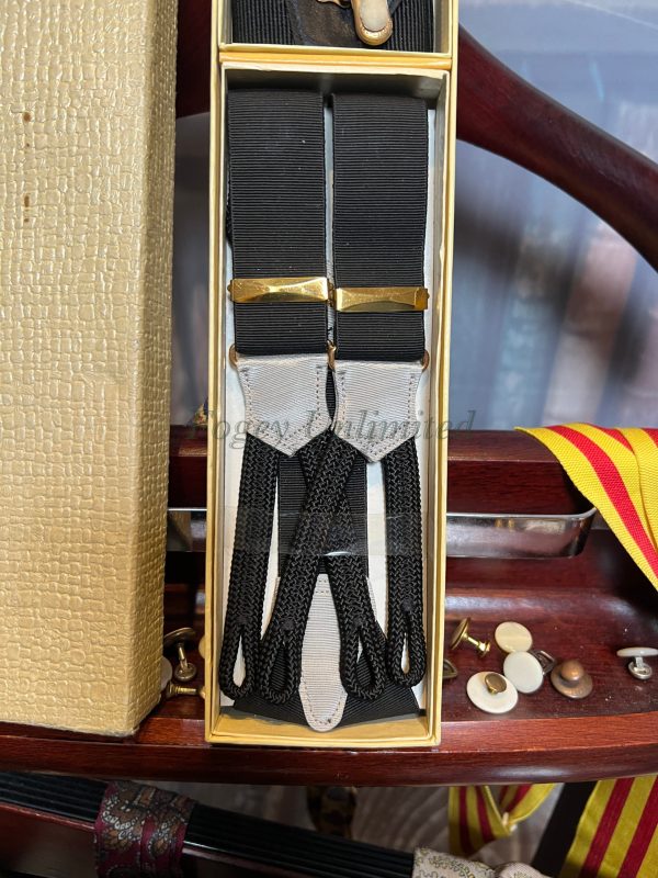 Vintage Gentlemans Boston Accessory Set. Braces And Matching Sock Suspenders. Ultra Rare Black Set - Image 2