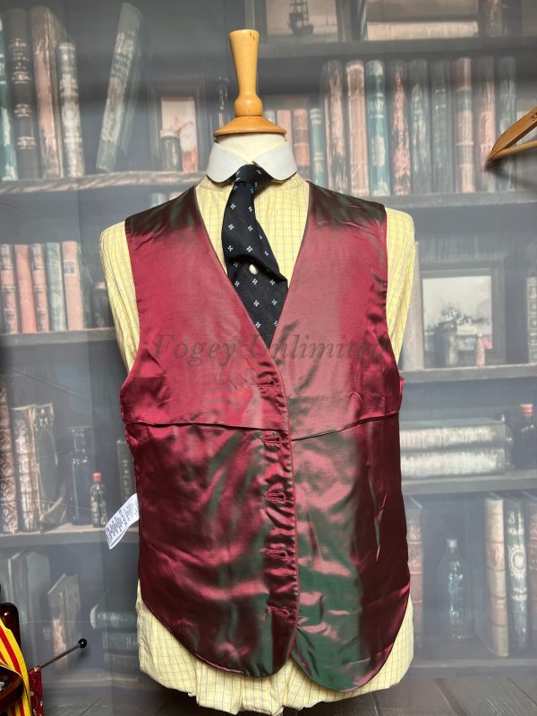 Vintage Dusky Wine Coloured Wool Doeskin Waistcoat/vest 40"/102cm Chest (ref: Msdsk) - Image 5