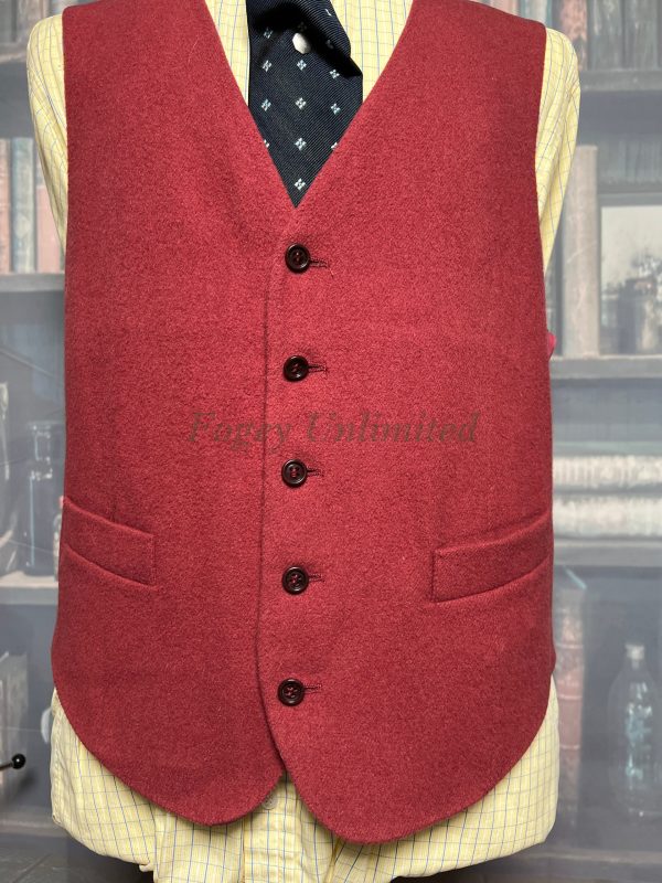 Vintage Dusky Wine Coloured Wool Doeskin Waistcoat/vest 40"/102cm Chest (ref: Msdsk) - Image 2