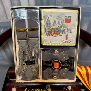 Vintage Gentlemans BOSTON Accessory Set. Braces and matching Sock Suspenders. Ultra rare