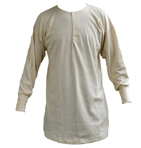 Traditional 3 Button Front Undershirt LONG Sleeve Vintage stock - Image 3
