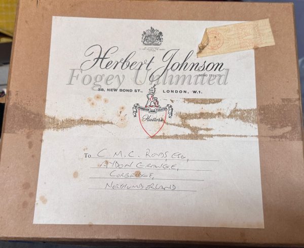Vintage Herbert Johnson Bowler Hat Size 6 7/8" Dated 1966 with Box (HJ66)
