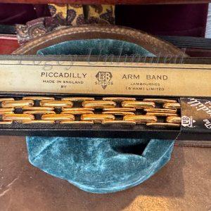 Vintage Piccadilly Gold Plated Sprung Link Traditional Armbands/Sleeve Garters. new in Box