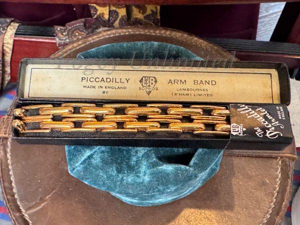 Vintage Piccadilly Gold Plated Sprung Link Traditional Armbands/Sleeve Garters. new in Box